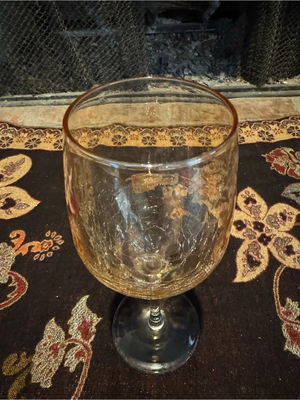 Pier 1 Imports amber crackle wine glass